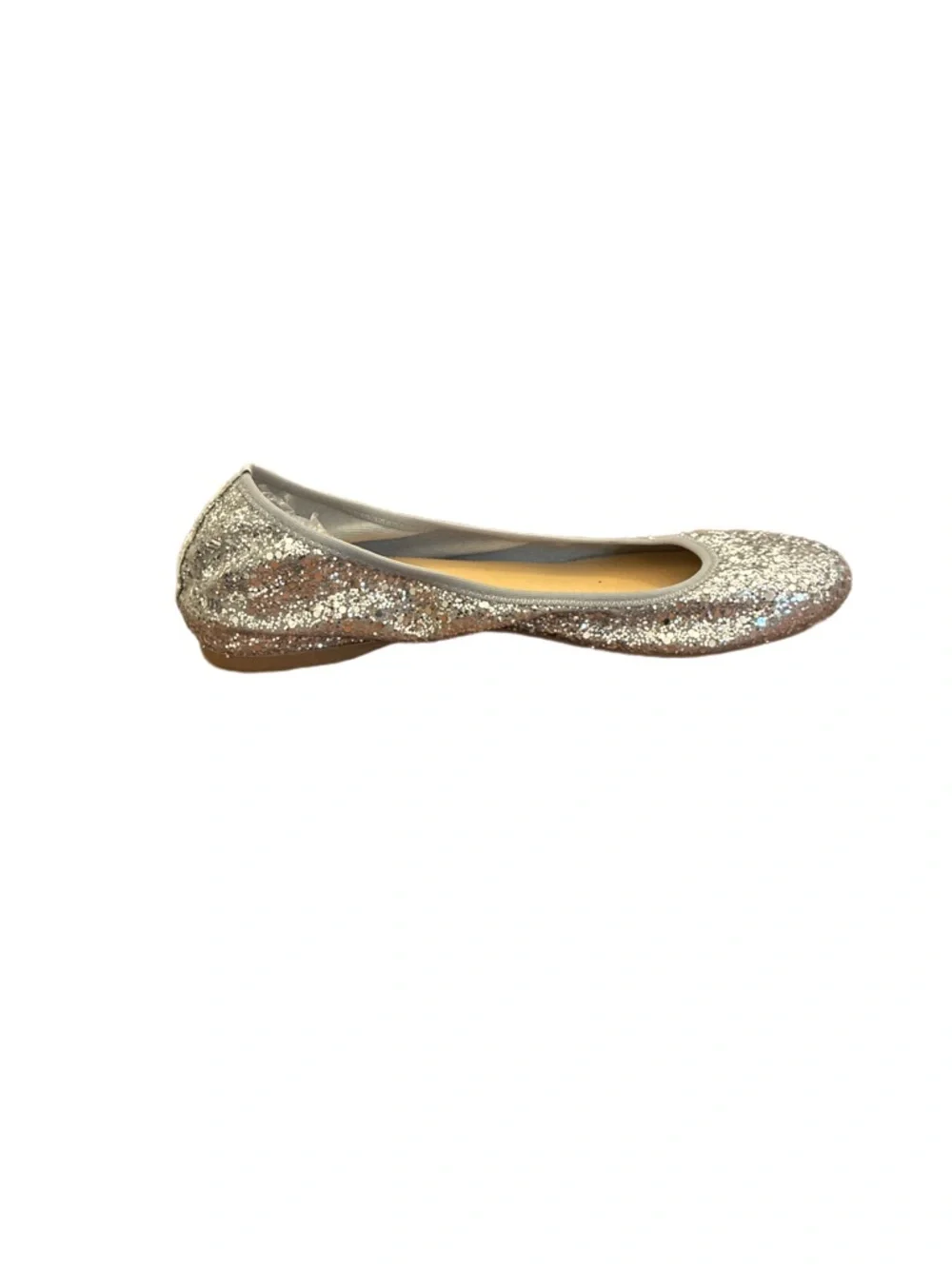 J. Crew Lula Metallic Silver Glitter Round-Toe Ballet Flats size 7.5 - Picture 5 of 5